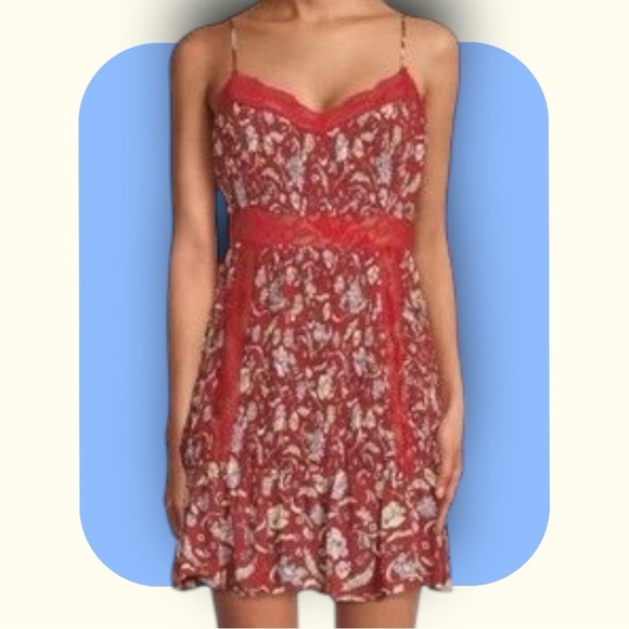 NWOT Free People Intimately ‘Last Night Mini Slip Dress’ in Red Size Small - Picture 4 of 16